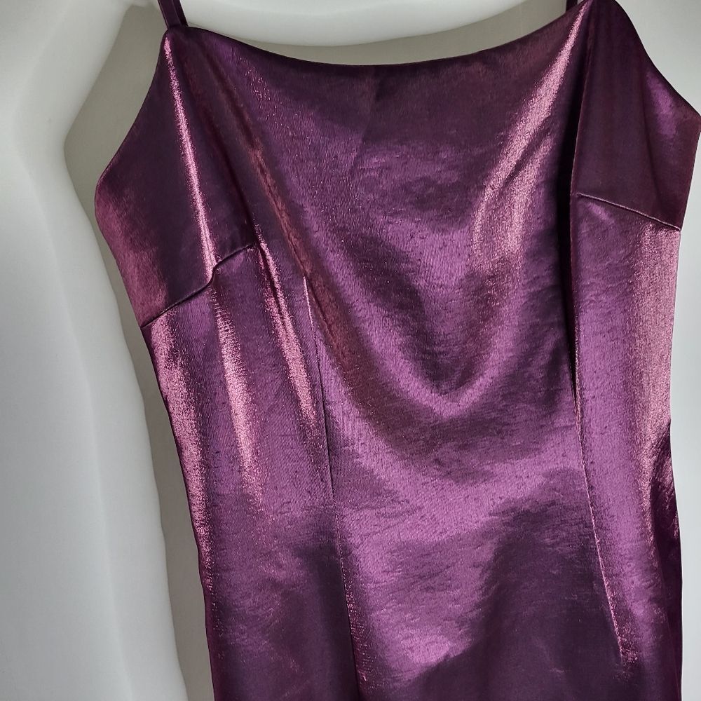 MILLY Mini Glazed Poly Slip Mini Dress Amethyst Purple Satin Size 6/Size 2 - Picture 6 of 11